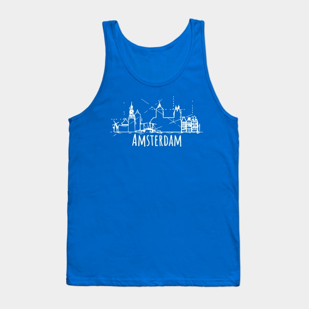 Amsterdam silhouette sketch Vacation Gift Tank Top by DimDom